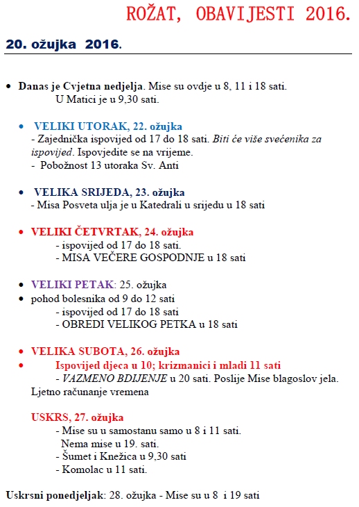 20. ožujka 2016. Cvetnica i Veliki Tjedan