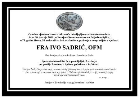 Umro fra IVO SADRIĆ
