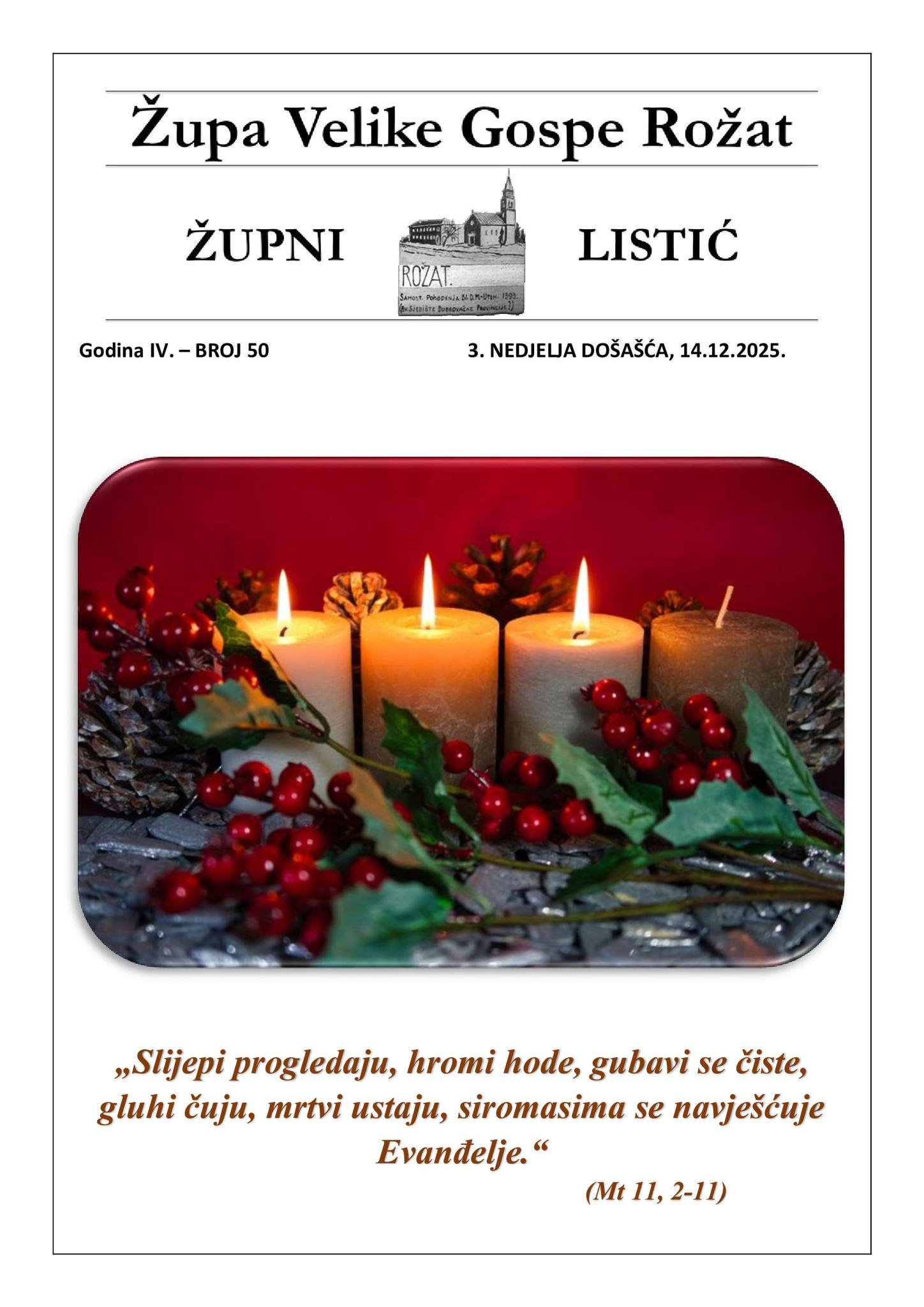Župne obavijesti 14. prosinca 2025.